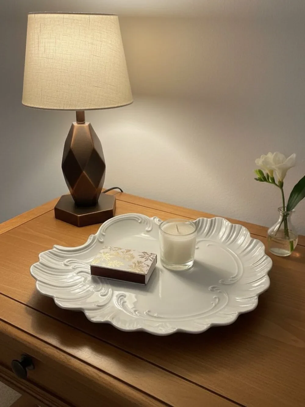 Vintage Renaldizs Fine China Japan White Shell Platter 12